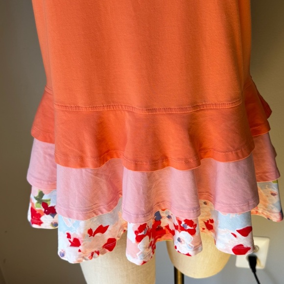 Matilda Jane Happy & Free Dream Puff Peplum Ruffle Peach Stretchy Tunic Top Sz M - Picture 5 of 7